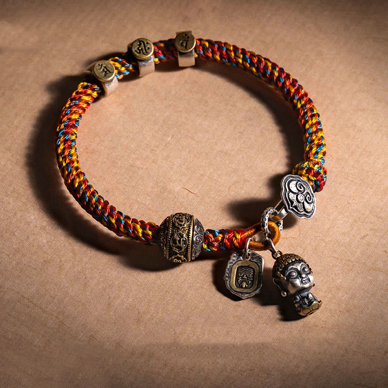 Chinese Zodiac Silver Rope Bracelet for Wealth & Protection