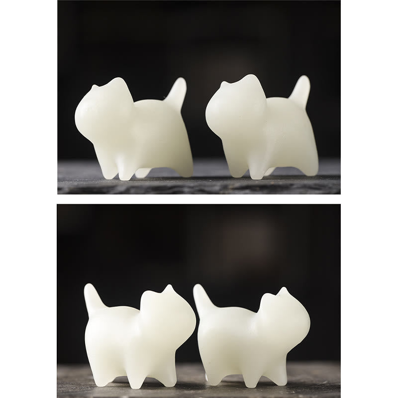 Mini décoration chat en pierre lumineuse - Décoration zen porte-bonheur lumineuse