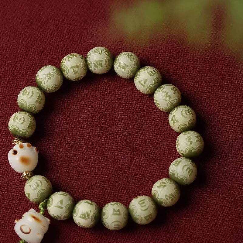 Bracelet de sagesse vert Bodhi Seed Om Mani Padme Hum
