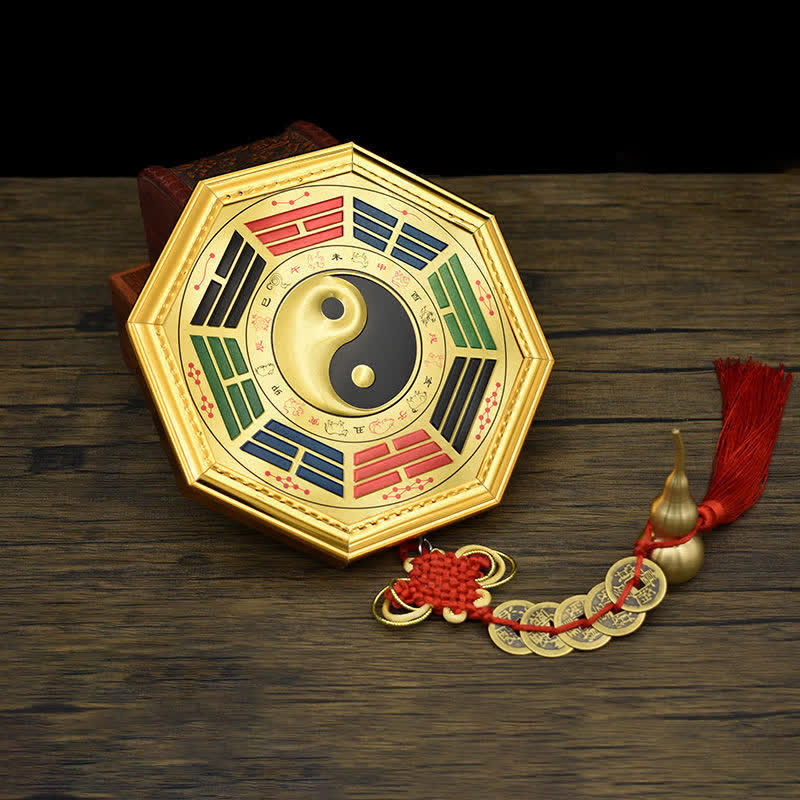 Bagua Map Feng Shui Balance Energy with Five Emperor Coins 17.5cm
