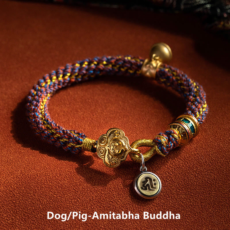 Bracelet porte-bonheur en argent sterling avec cordon rouge et signe du zodiaque chinois