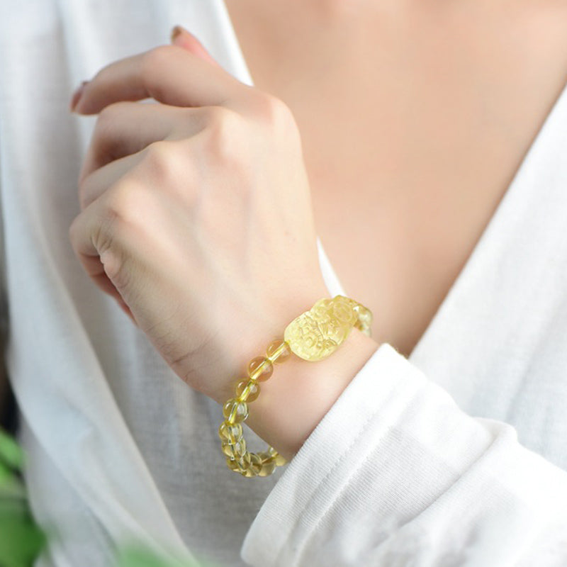 8mm Citrine PiXiu Bracelet for Wealth & Prosperity