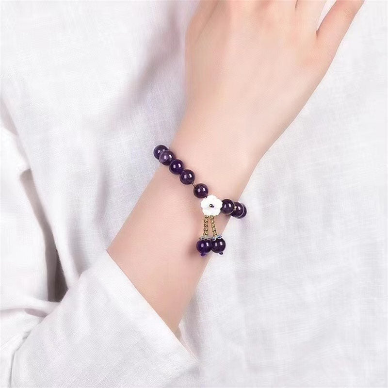 Bracelet de guérison spirituelle en améthyste de 10 mm pour la paix intérieure