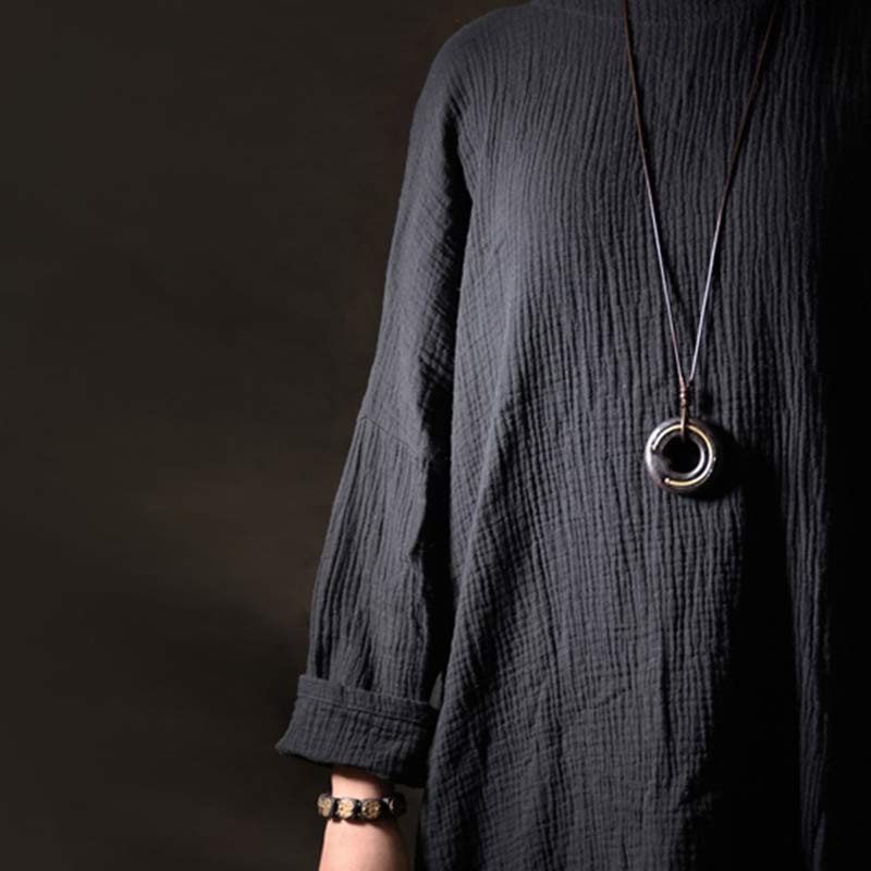 Ebony Wood Zen Circle Necklace | Peace and Calm Pendant