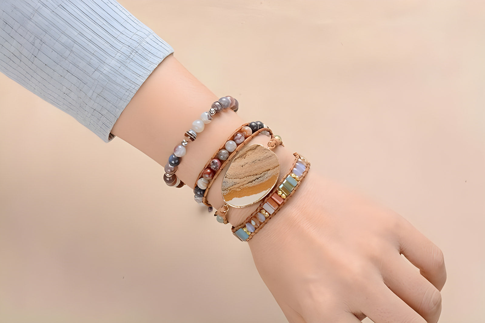 Bracelet en jaspe énergétique de la Terre pour l'ancrage et la guérison