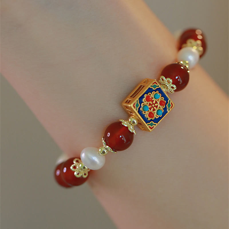Red Agate Pearl Confidence Bracelet for Self-Acceptance