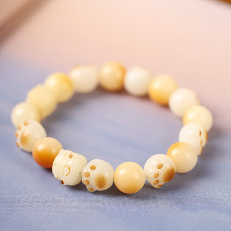 Bodhi Seed Sandalwood Cat Peace Bracelet 14-17cm Unisex