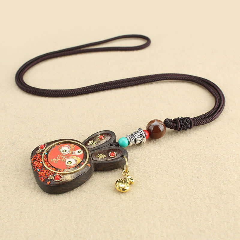Collier pendentif spirituel des cinq dieux de la richesse en ébène