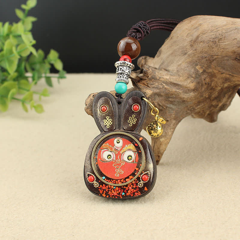 Collier pendentif spirituel des cinq dieux de la richesse en ébène