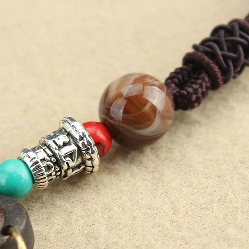 Collier pendentif spirituel des cinq dieux de la richesse en ébène