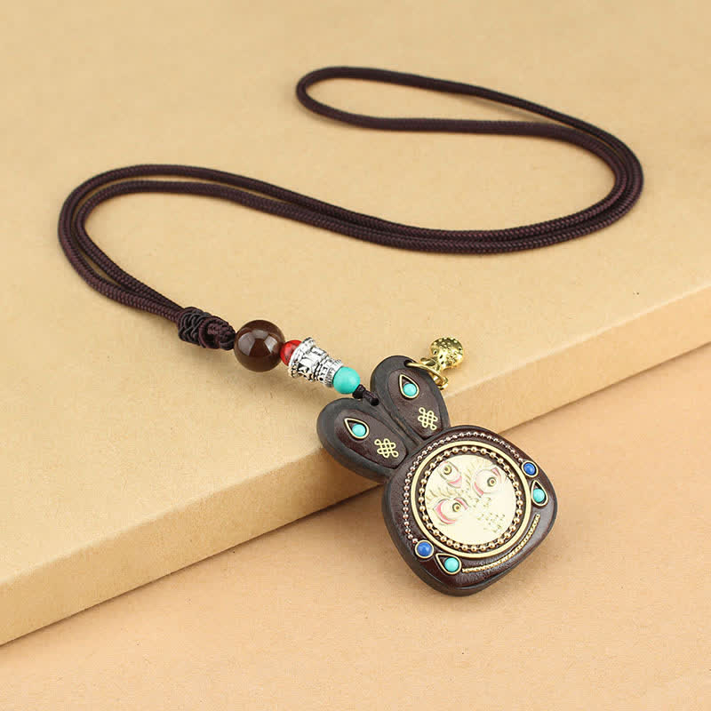 Collier pendentif spirituel des cinq dieux de la richesse en ébène
