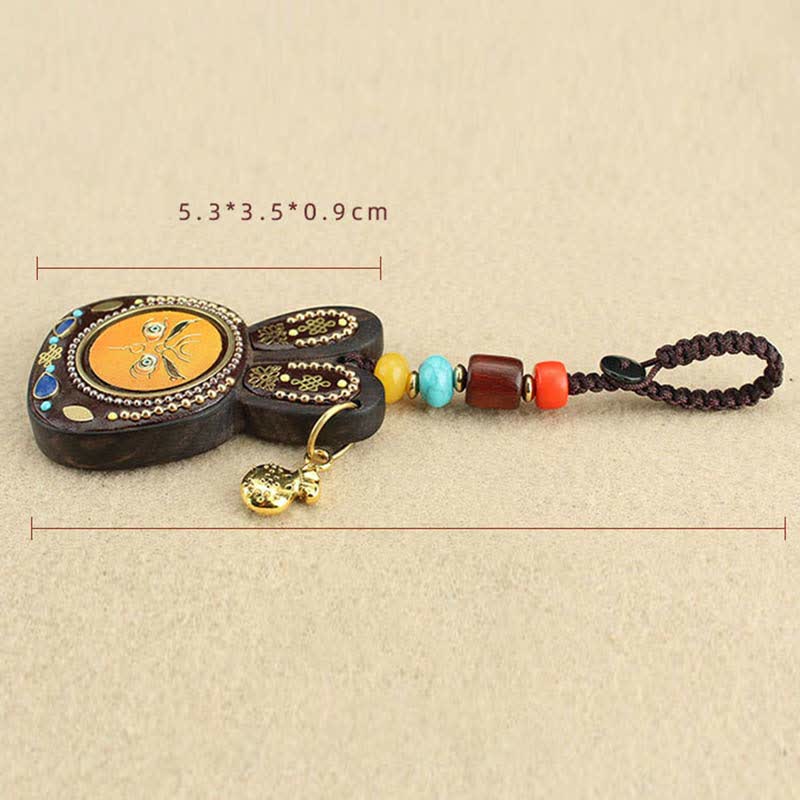 Porte-clés Thangka en ébène, cinq dieux de la richesse, bijoux spirituels