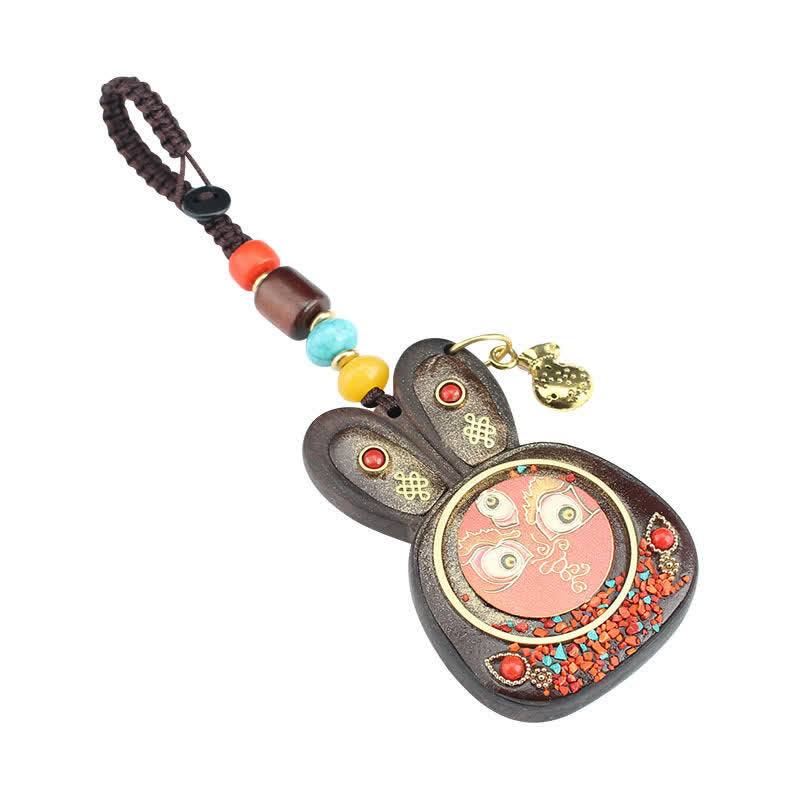 Porte-clés Thangka en ébène, cinq dieux de la richesse, bijoux spirituels