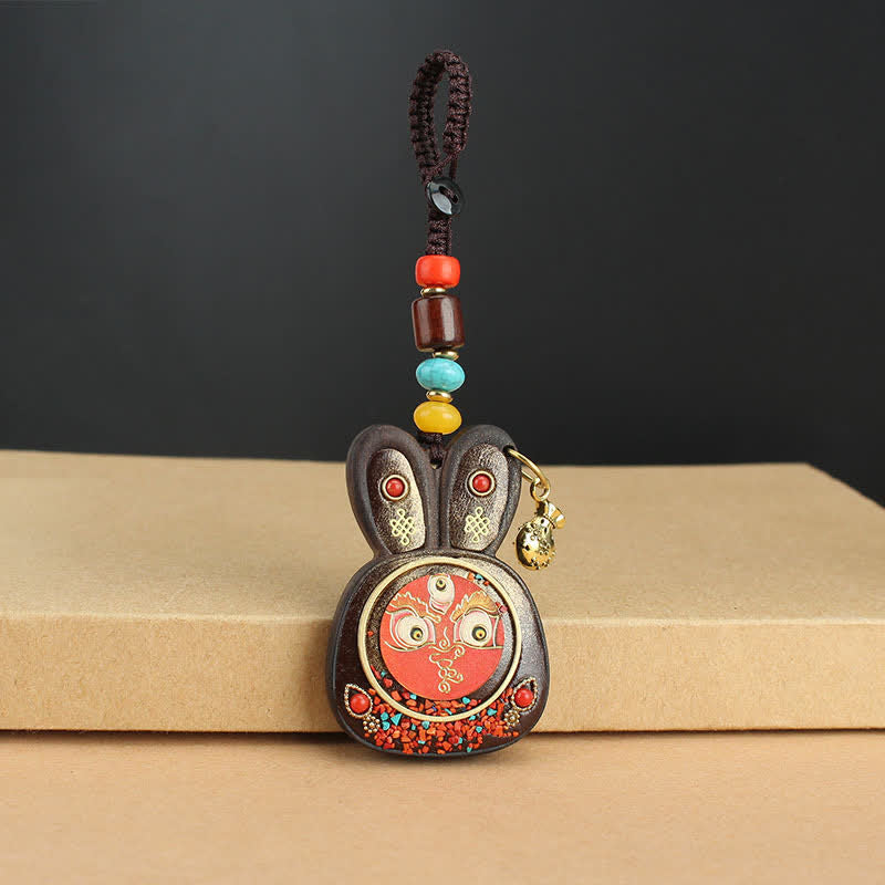Porte-clés Thangka en ébène, cinq dieux de la richesse, bijoux spirituels