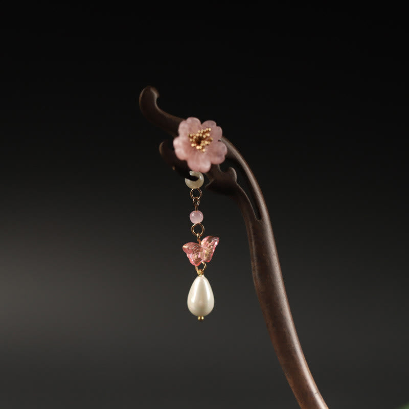 Épingle à cheveux en forme de papillon et de fleur d'ébène | Épingle à cheveux chinoise