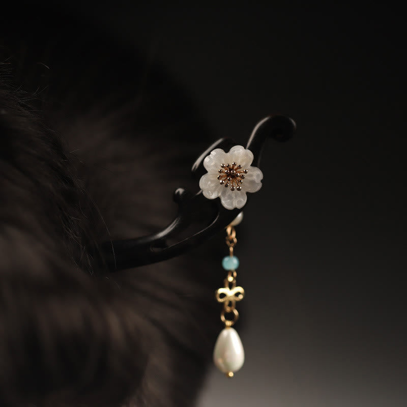 Épingle à cheveux en forme de papillon et de fleur d'ébène | Épingle à cheveux chinoise