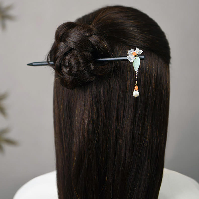Épingle à cheveux chinoise en ébène Liuli pour le courage et la protection