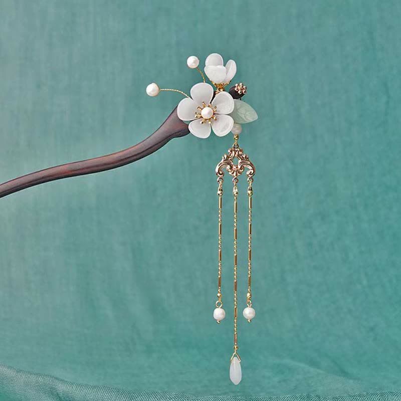 Épingle à cheveux de protection en ébène | Décoration florale chinoise