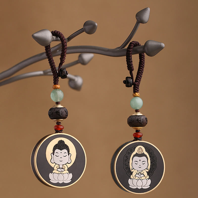 Porte-clés de voiture en bois de rose ébène, équilibre spirituel | Sons de guérison