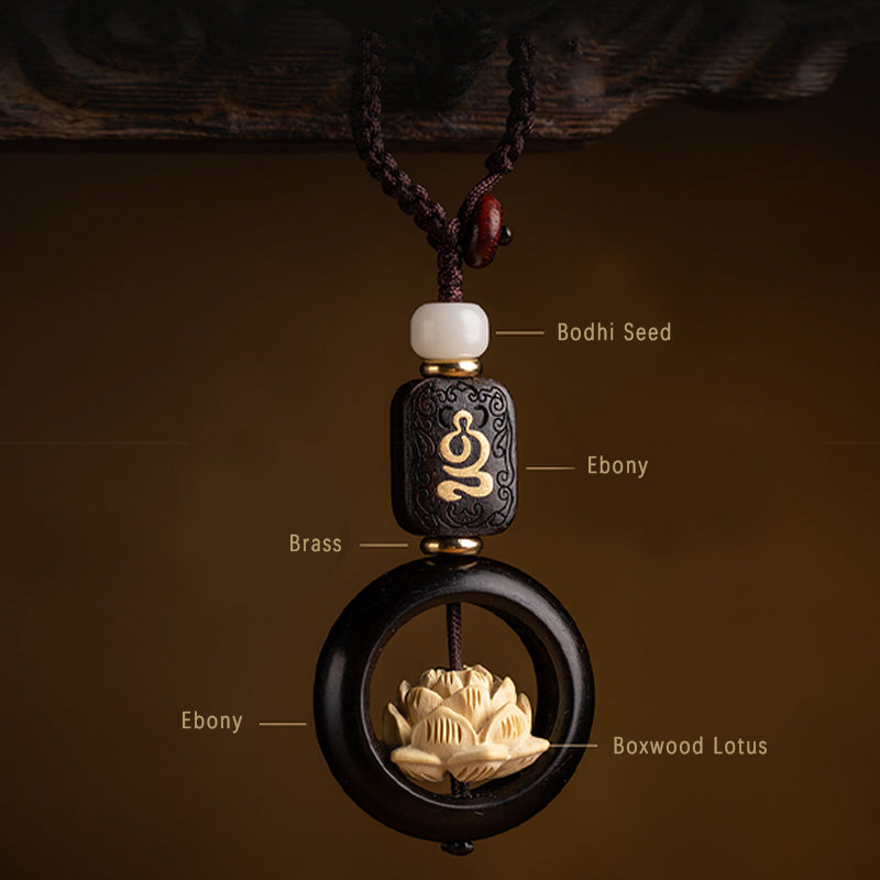 Porte-clés en bois d'ébène et graine de lotus Bodhi | Symbole de l'illumination