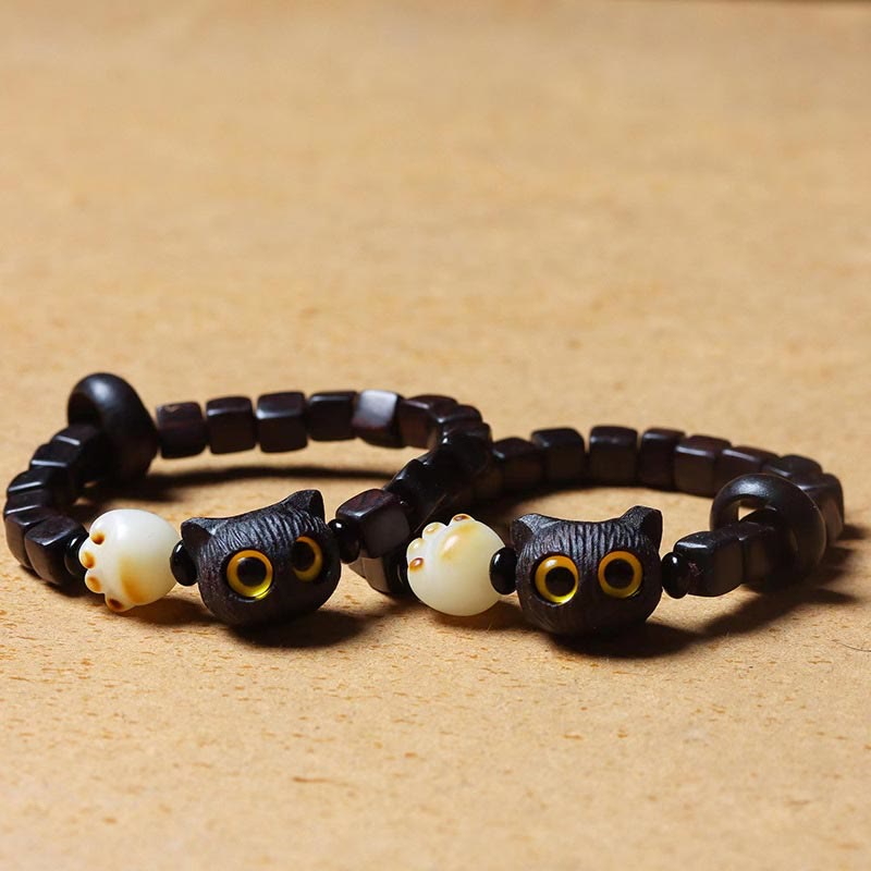 Bracelet en bois d'ébène, perles de 8 mm pour l'équilibre et le calme