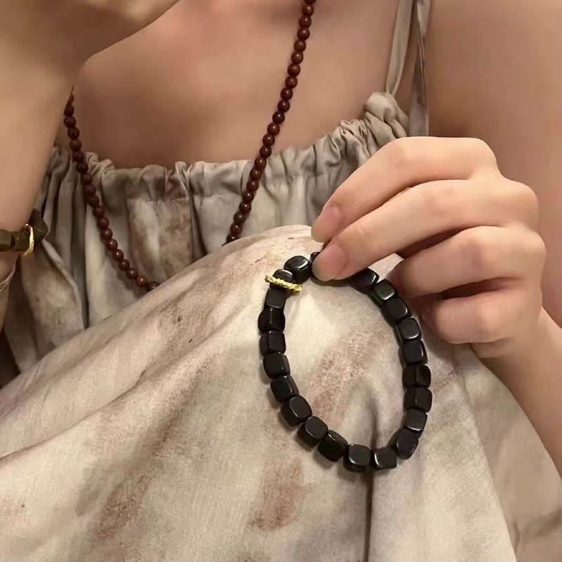 Bracelet en bois d'ébène pour la paix et le calme | Unisexe 14-16 cm