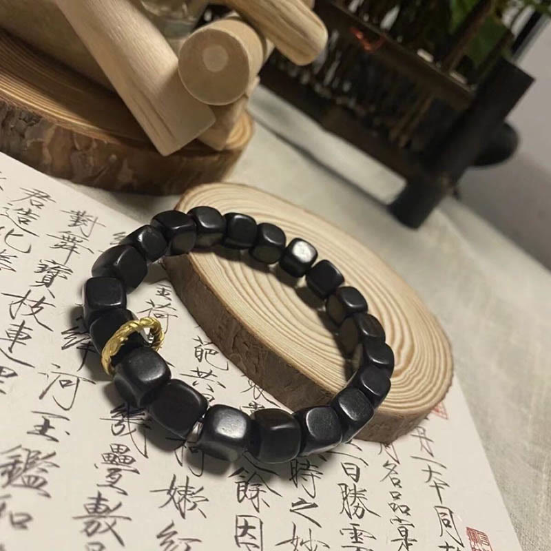 Bracelet en bois d'ébène pour la paix et le calme | Unisexe 14-16 cm