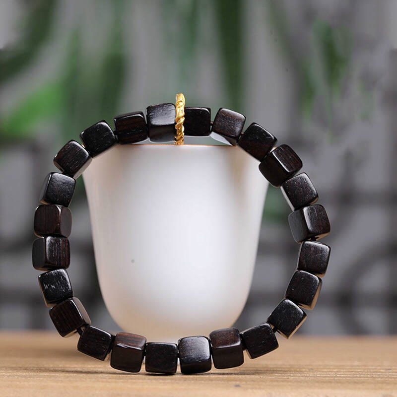 Bracelet en bois d'ébène pour la paix et le calme | Unisexe 14-16 cm