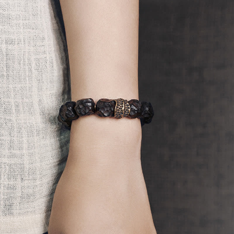 Bracelet couple en bois d'ébène et cuivre pour la paix et l'équilibre