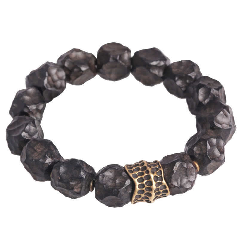 Bracelet couple en bois d'ébène et cuivre pour la paix et l'équilibre