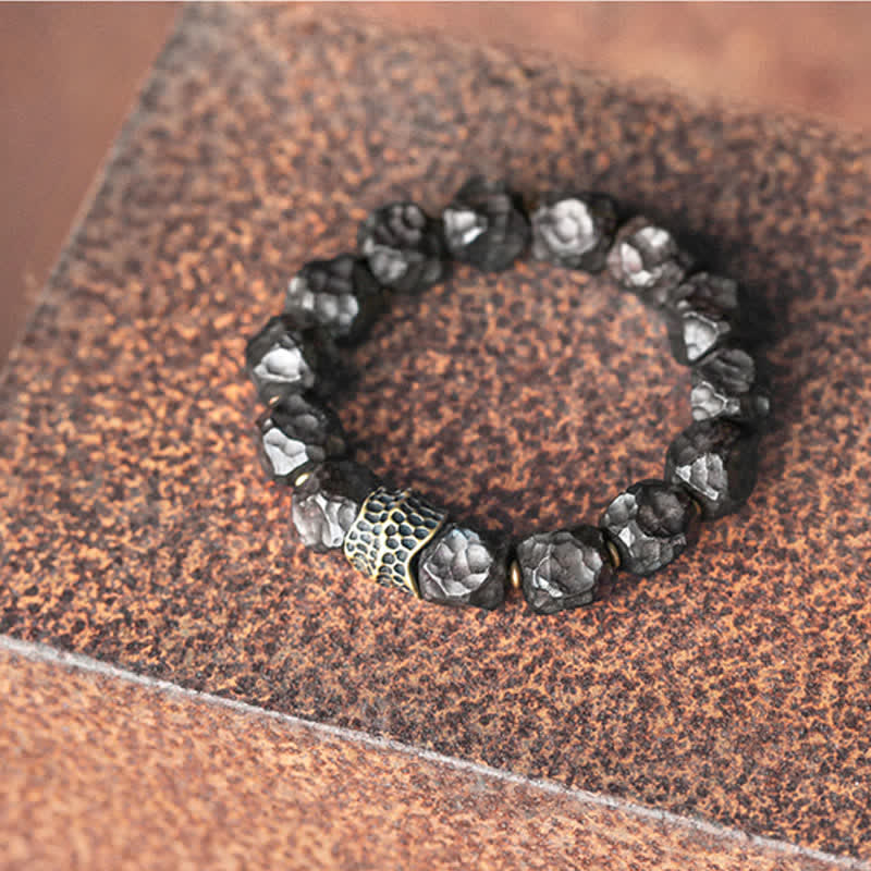 Bracelet couple en bois d'ébène et cuivre pour la paix et l'équilibre
