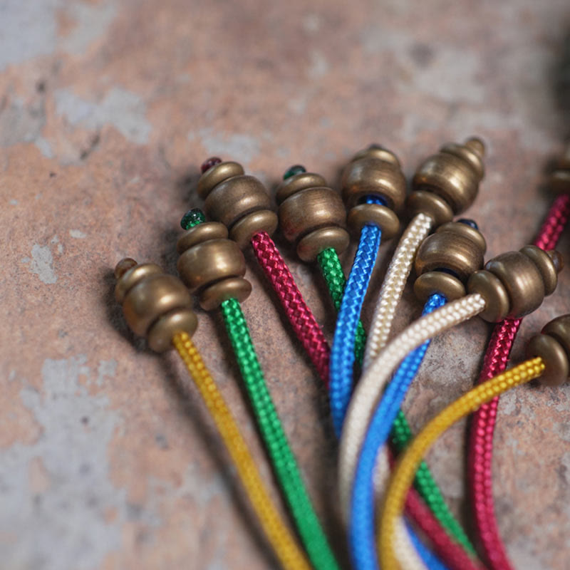 Bracelet Mala en bois d'ébène et cuivre pour la paix, 15-18 cm