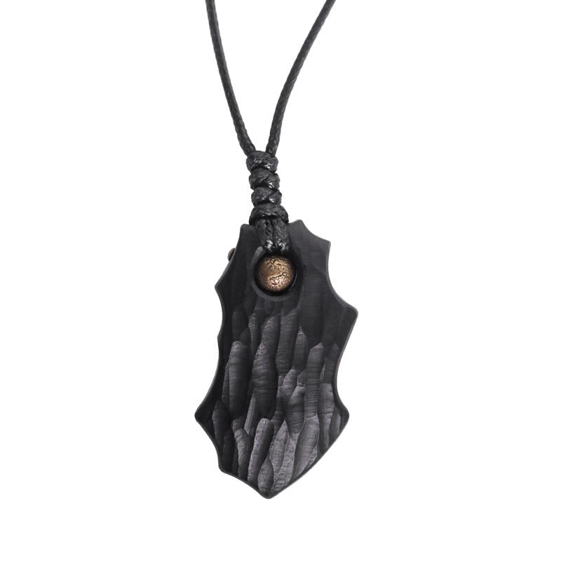 Collier spirituel en bois d'ébène et cuivre pour la paix et la protection