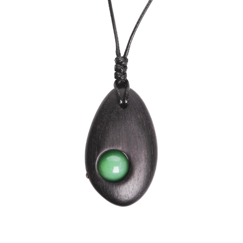 Collier Paix Calme en Bois d'Ébène et Aventurine Verte