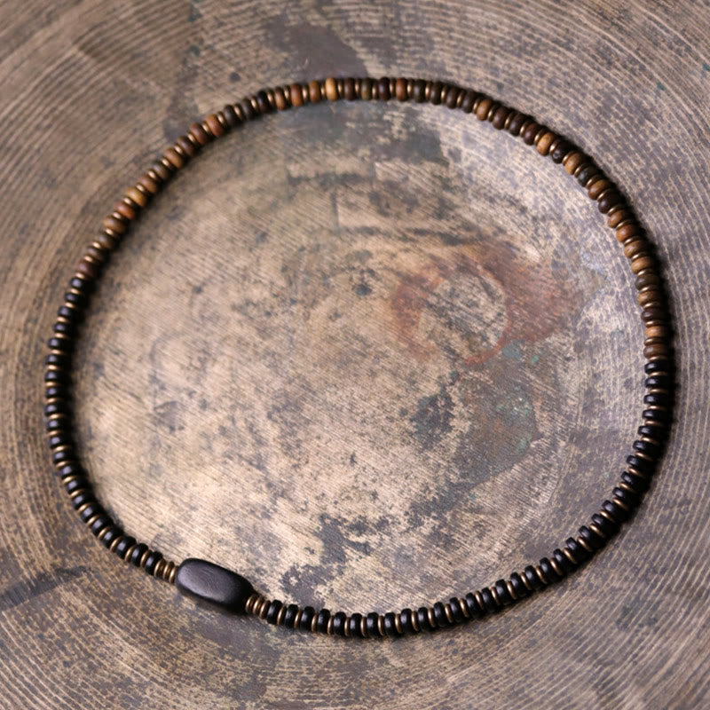 Bracelet double tour en bois d'ébène et bois de santal vert pour le calme