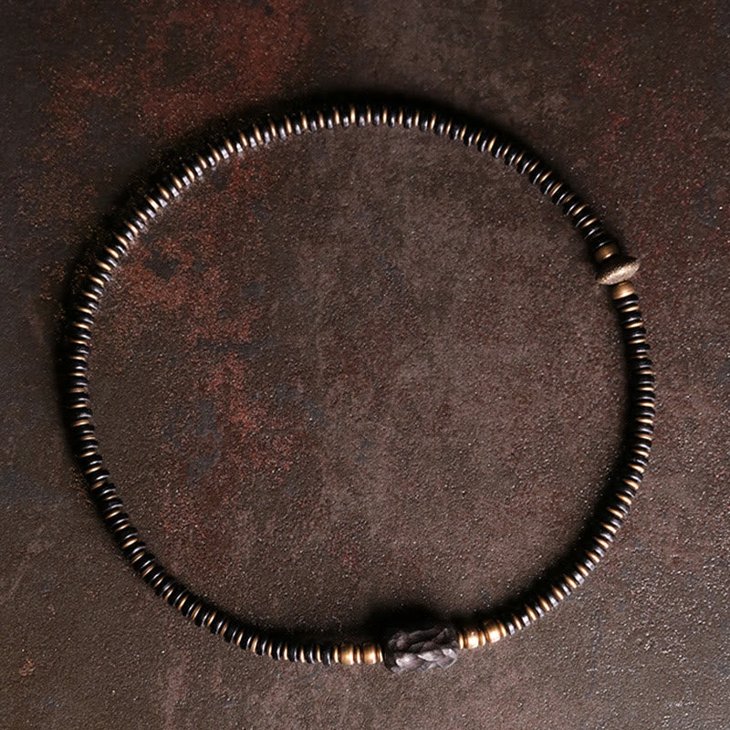 Bracelet double tour en bois d'ébène et bois de santal vert pour le calme