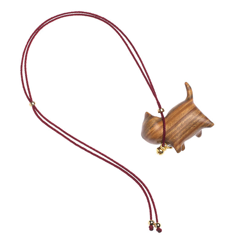 Chat porte-bonheur en bois d'ébène et bois de santal vert, équilibre pour voiture