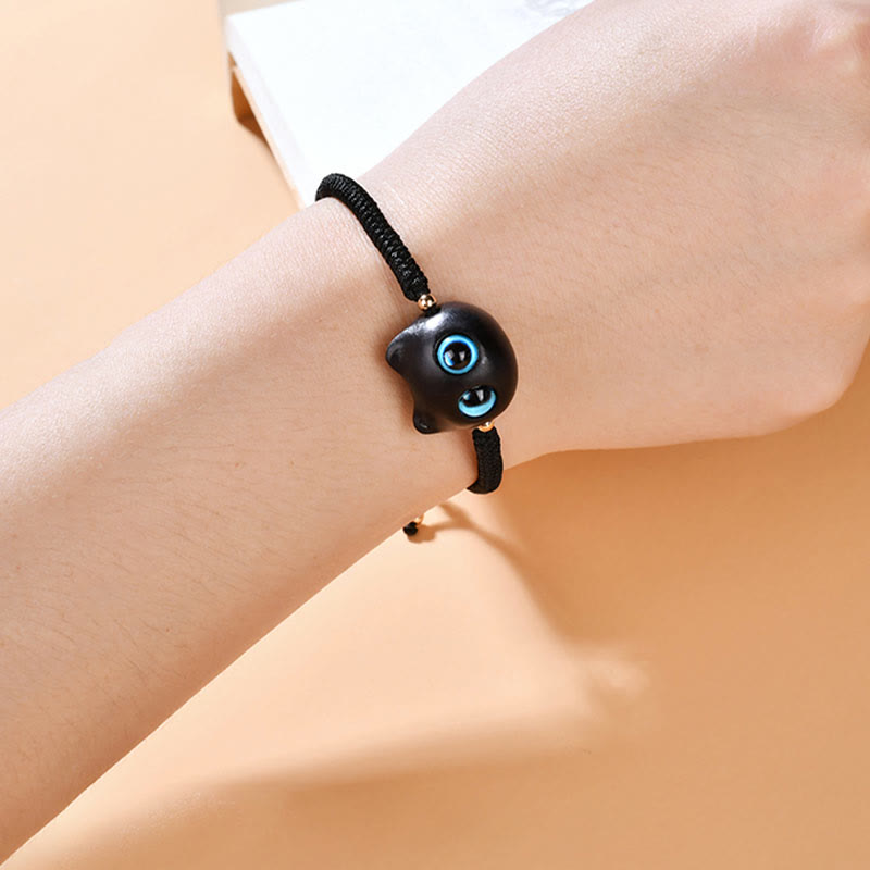 Bracelet en bois d'ébène avec nœud King Kong pour la paix et la protection