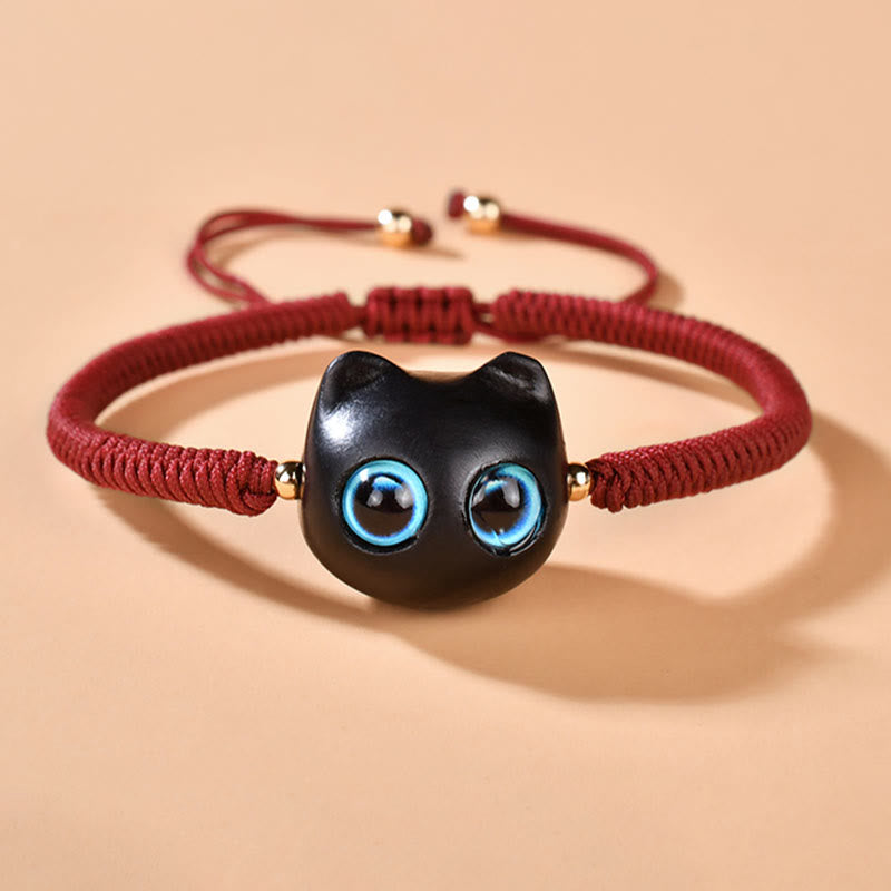Bracelet en bois d'ébène avec nœud King Kong pour la paix et la protection