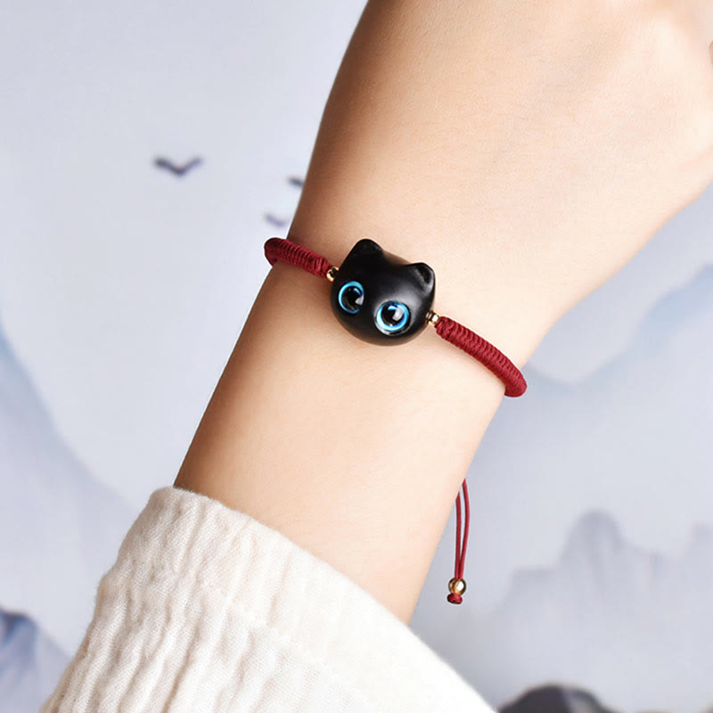 Bracelet en bois d'ébène avec nœud King Kong pour la paix et la protection