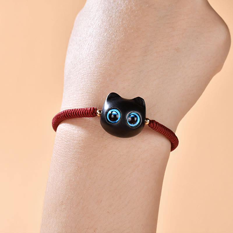 Bracelet en bois d'ébène avec nœud King Kong pour la paix et la protection