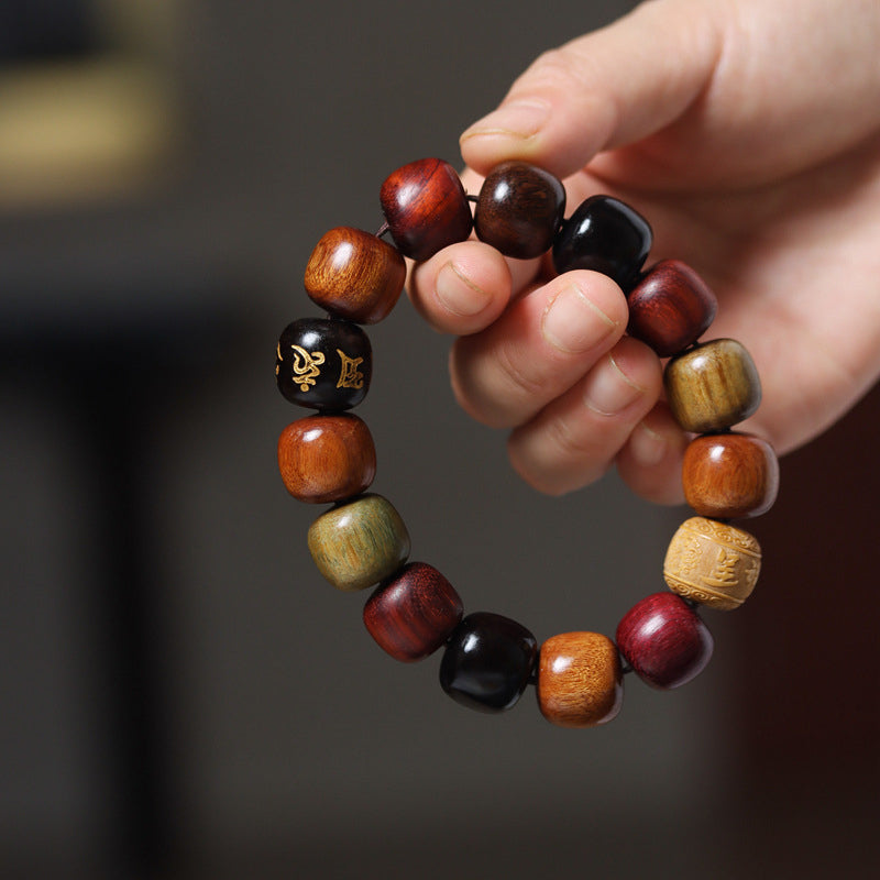 Bracelet Pureté Om Mani Padme Hum en bois d'ébène 14 mm