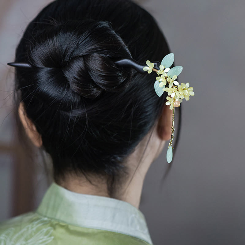 Épingle à cheveux en bois d'ébène et osmanthus | Équilibre et calme