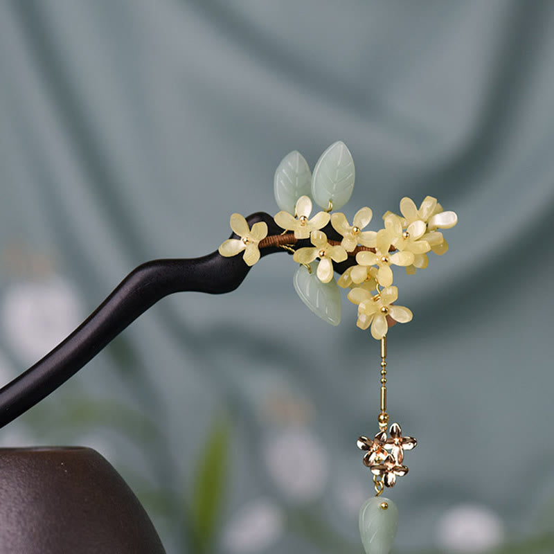 Épingle à cheveux en bois d'ébène et osmanthus | Équilibre et calme