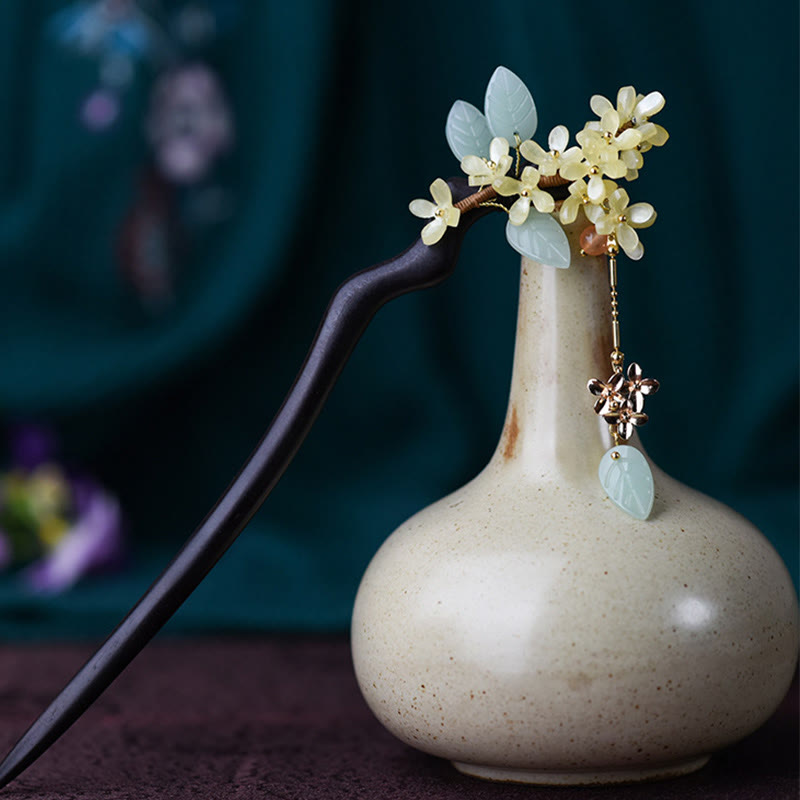 Épingle à cheveux en bois d'ébène et osmanthus | Équilibre et calme