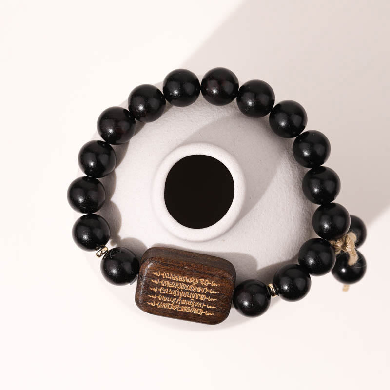 Bracelet de paix gravé en bois d'ébène 14-17 cm