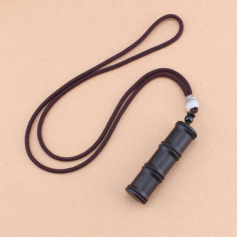 Collier spirituel en bois d'ébène avec boîte de prière Ghau en bambou