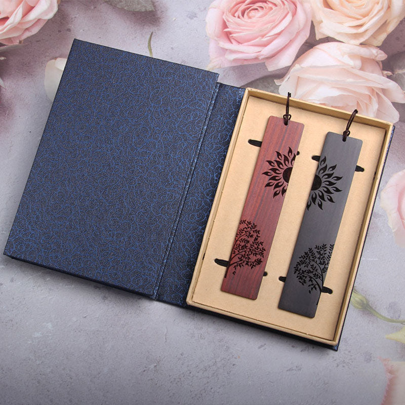 Marque-page en bois d'ébène représentant un arbre solaire pour la croissance spirituelle