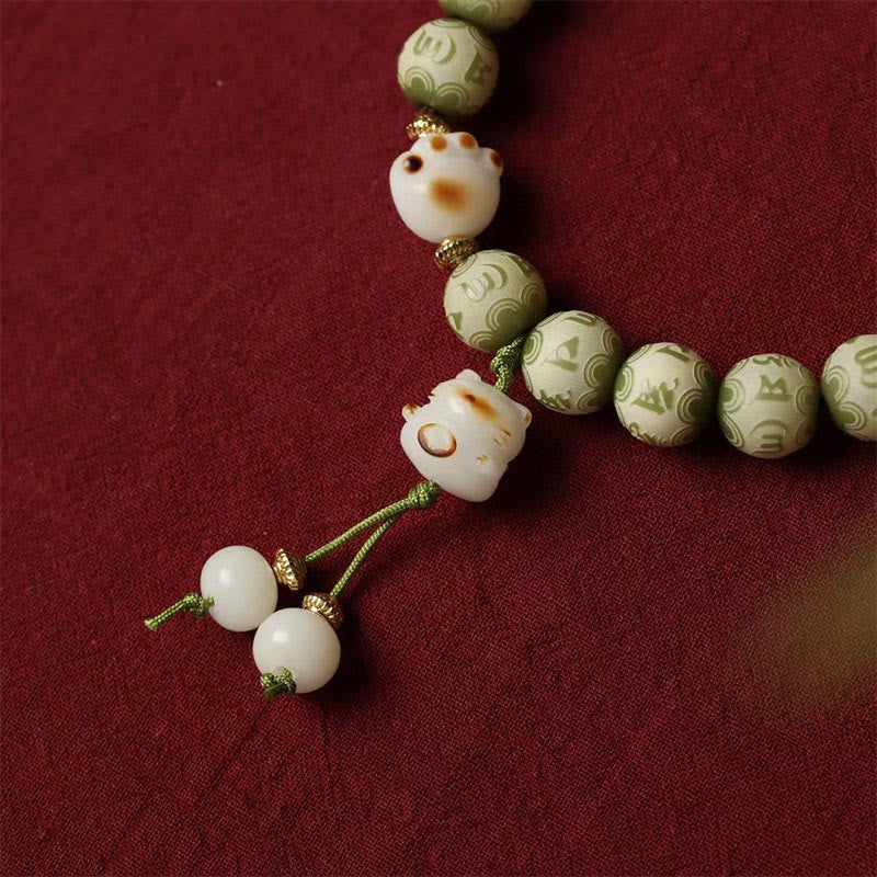 Bracelet de sagesse vert Bodhi Seed Om Mani Padme Hum