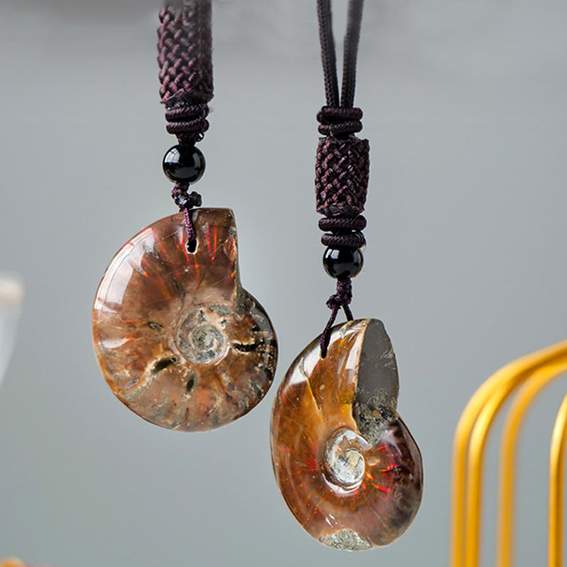 Natural Ammonite Meditation Necklace Pendant for Healing